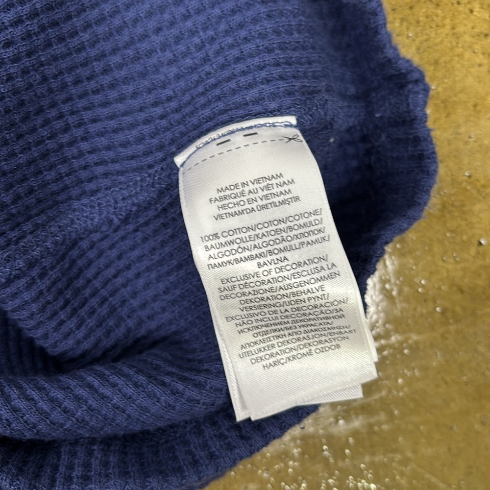 Polo by Ralph Lauren Waffle Knit Hoodie Sweater - Blue - Large - 100% Cotto - Picture 4 of 8